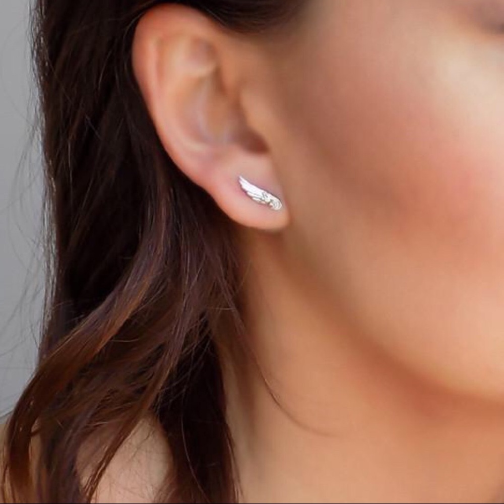 NWT Sterling Silver .925 Wing Stud Earrings